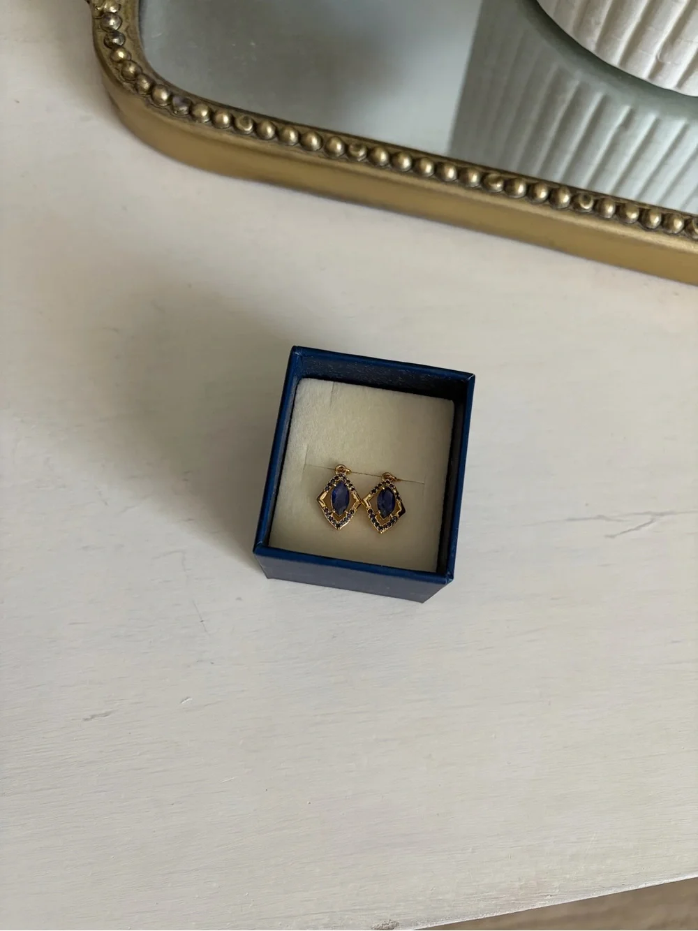 The Gem Island Sapphire Earrings: Gold and Blue Marquise Drop Earrings